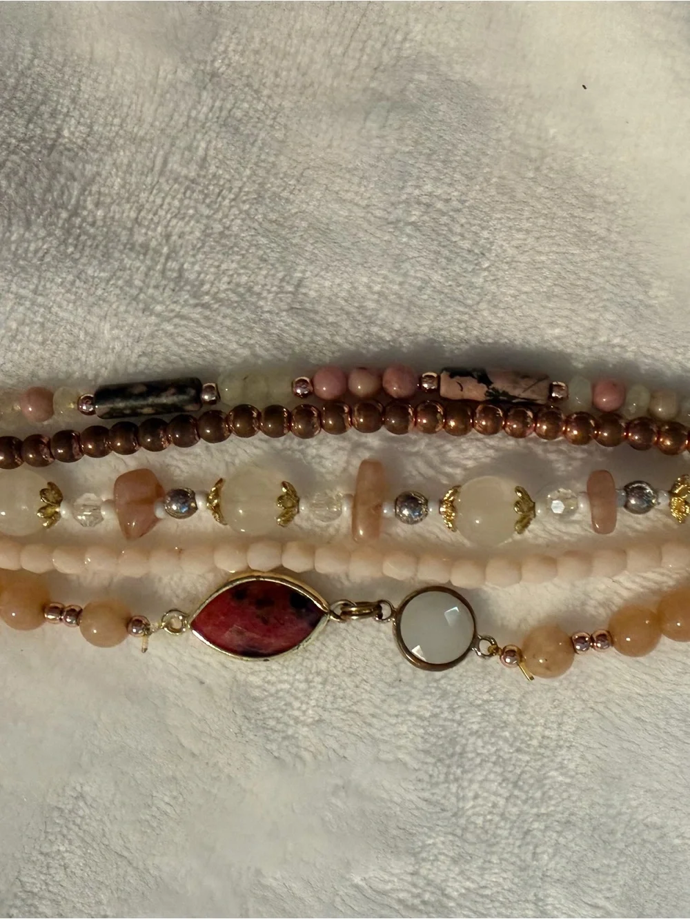 Cape Diablo Rose Gold with Pink, Cream & Gold Beaded Bracelet Band